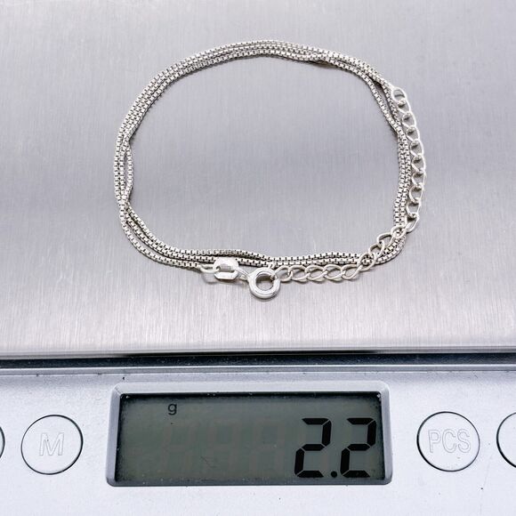 Vintage Italian Sterling Silver 925 0.8mm Box Chain Necklace 16"-18" - Picture 3 of 3